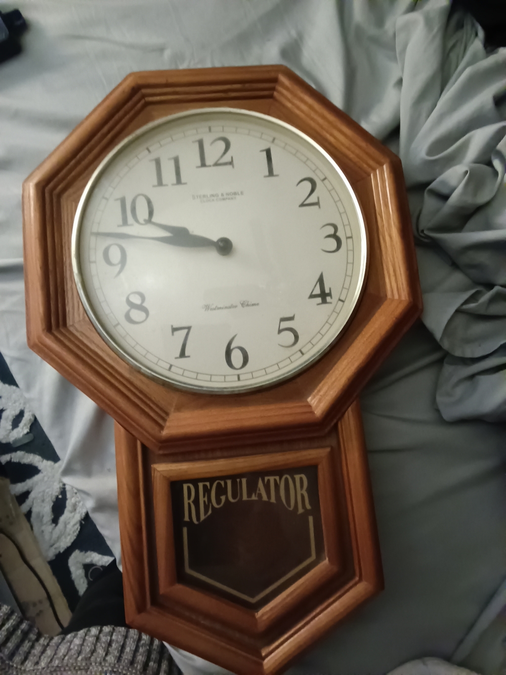Wall Regulator Clock in Wood Tone - Unbranded
